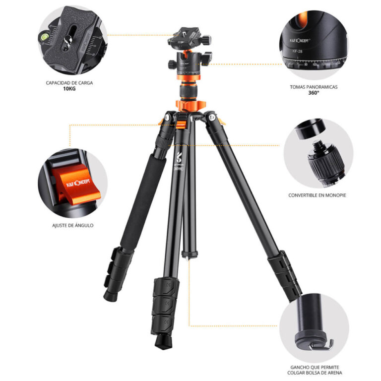 TRIPODE K&F 360° 3-EN-1 MONOPIE KF09.089V1 - Imagen 2